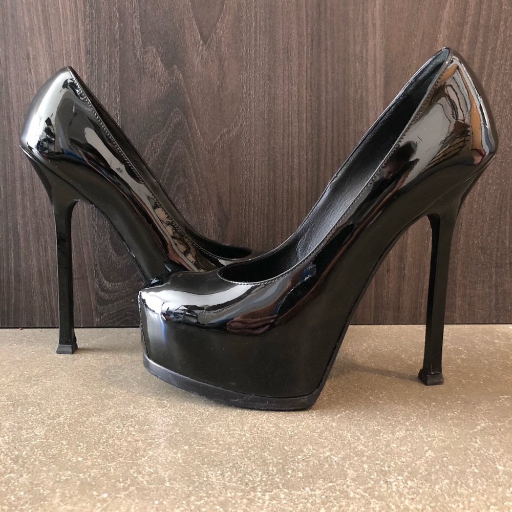 YSL Yves Saint Laurent Black Patent Pumps